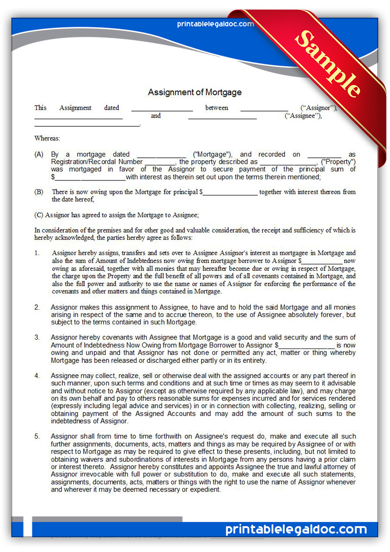 Assignment of mortgage Assignment of mortgage picture
