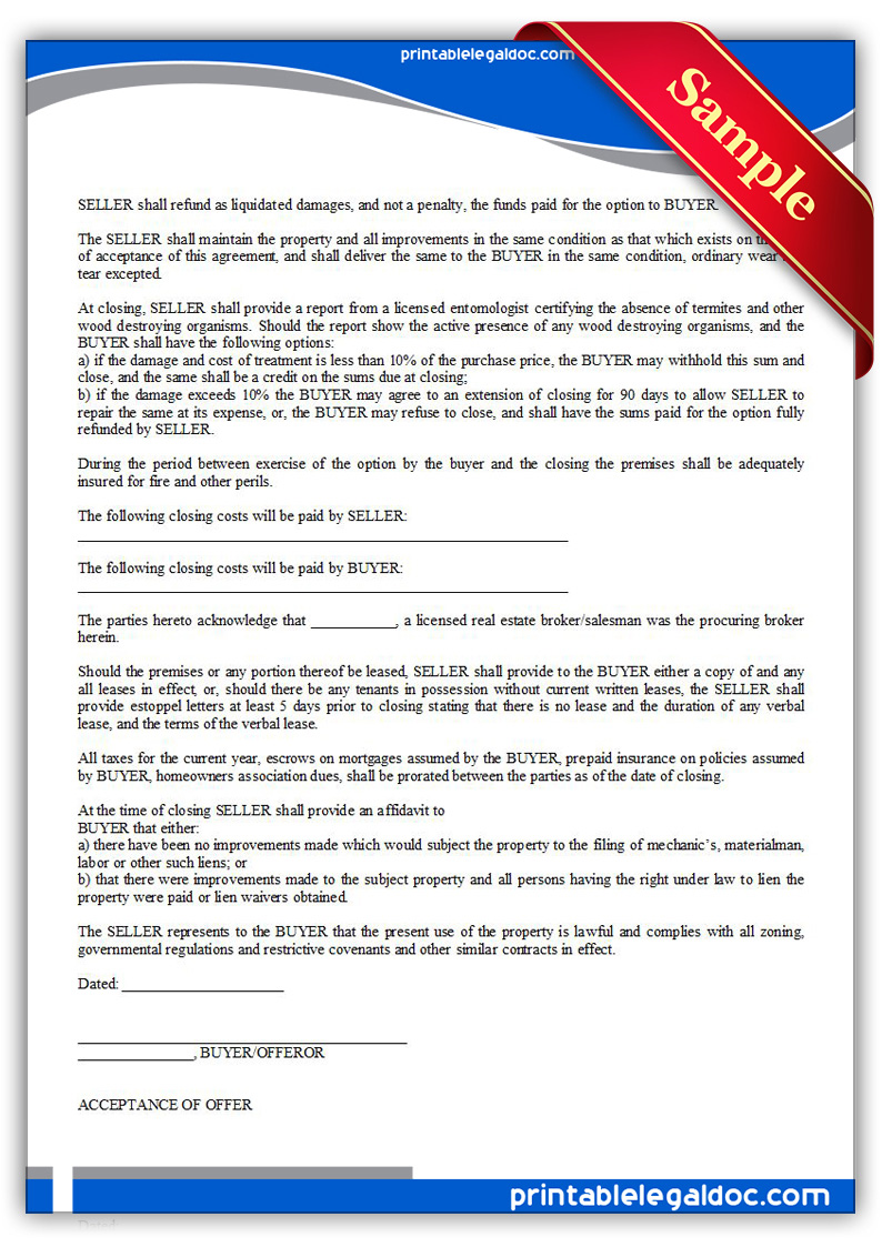 Free Printable Offer To Purchase Real Estate Form GENERIC Free Printable Offer To Purchase Real Estate Form GENERIC