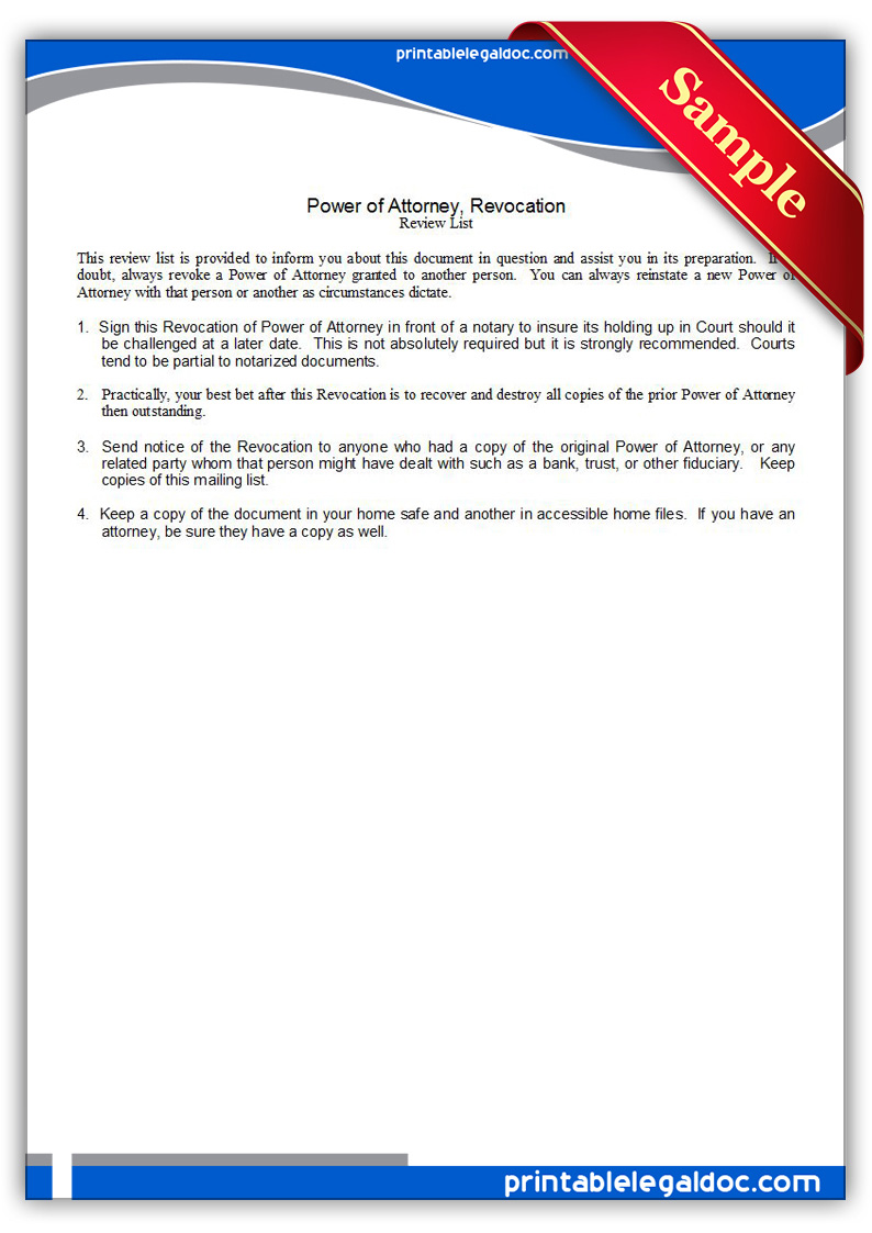 Printable Revocation Of Power Of Attorney Form Pdf - Templates Printable