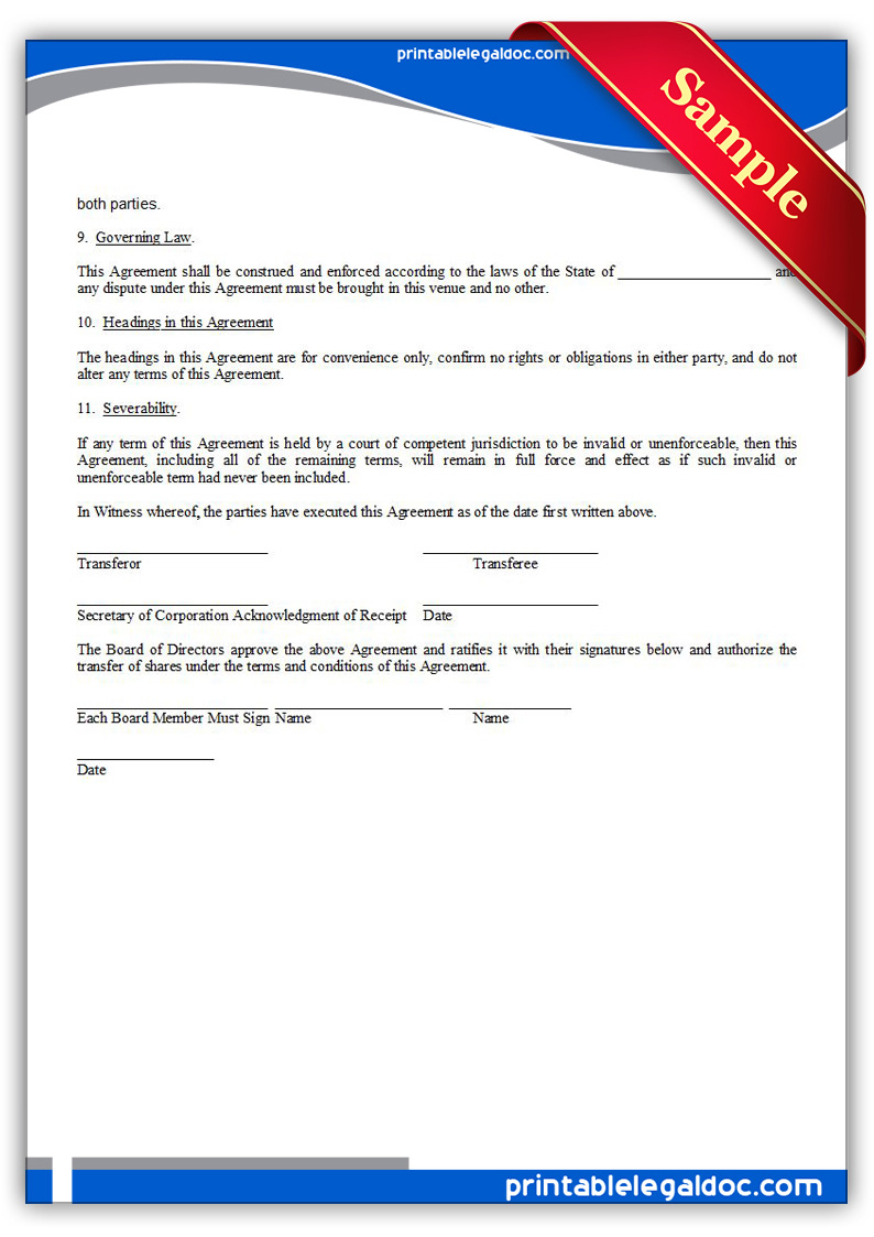 Free Printable Shareholder, Newassumption Agreement Form