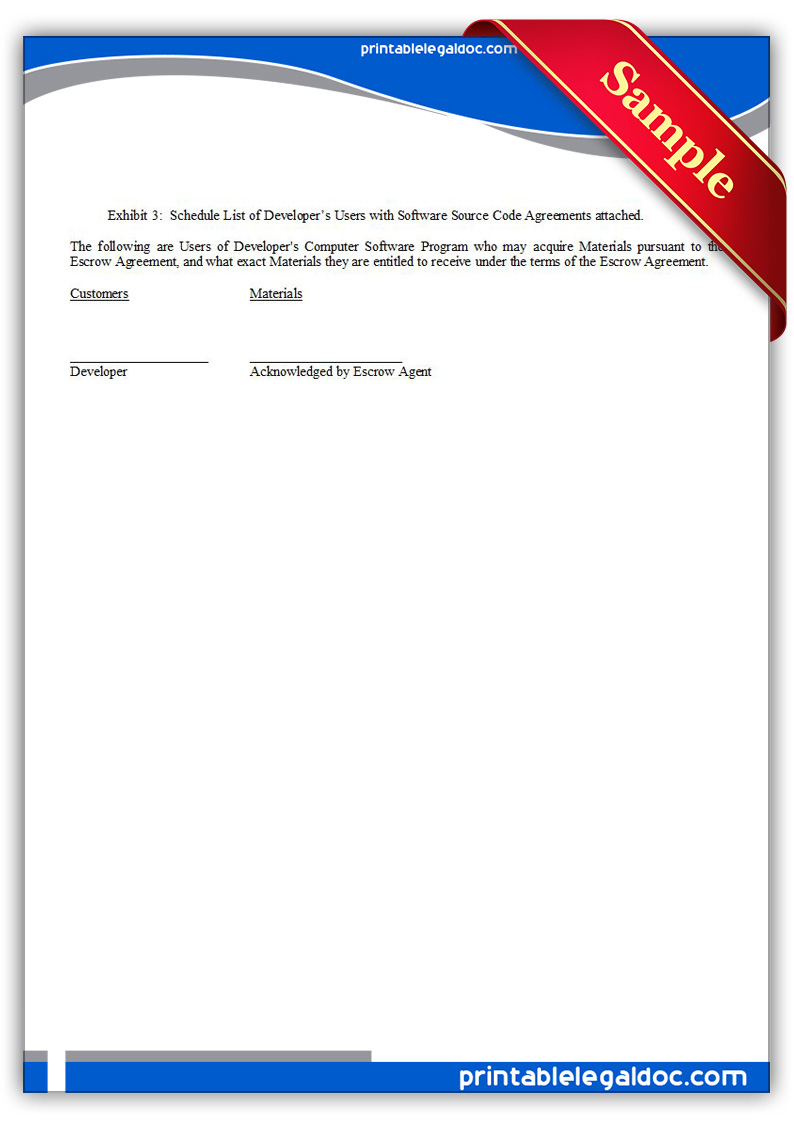Free Printable Source Code Escrow Agreement Form