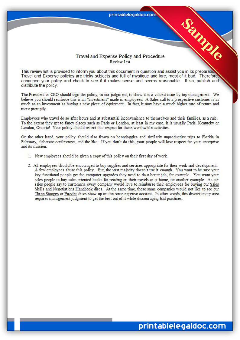 Free Printable Travel And Expense Policy And Procedure Free Printable Travel And Expense Policy And Procedure
