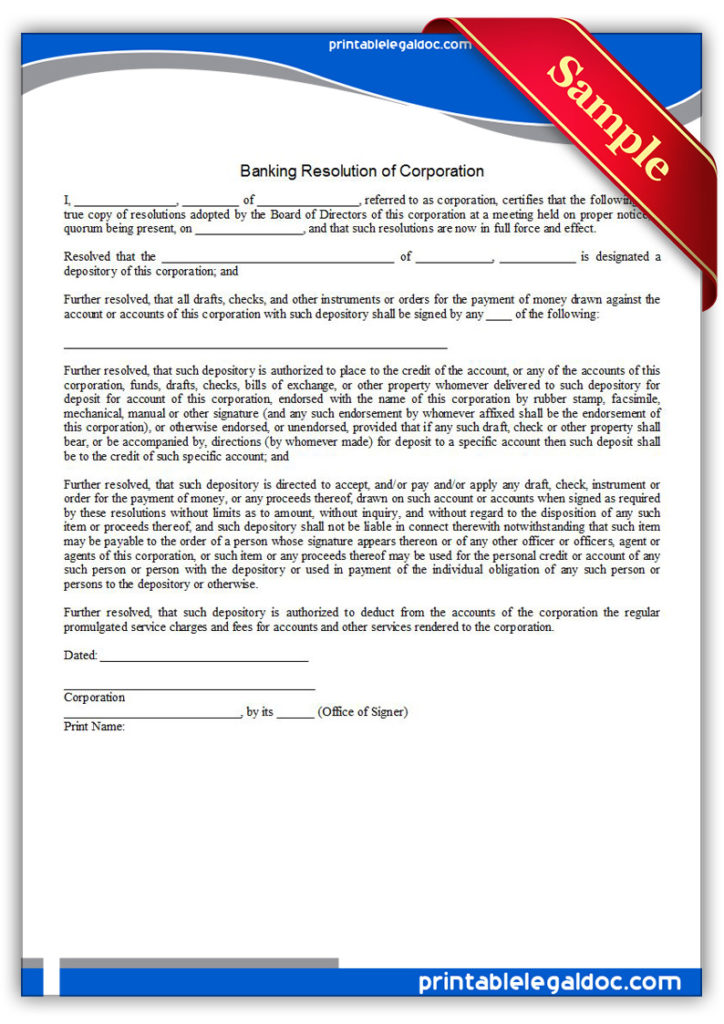 Printable-Banking-Resolution-of-Corporation-Form