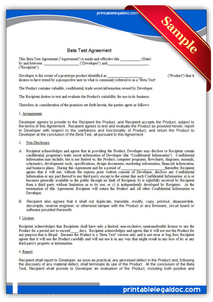 Printable-Beta-Test-Agreement-Form