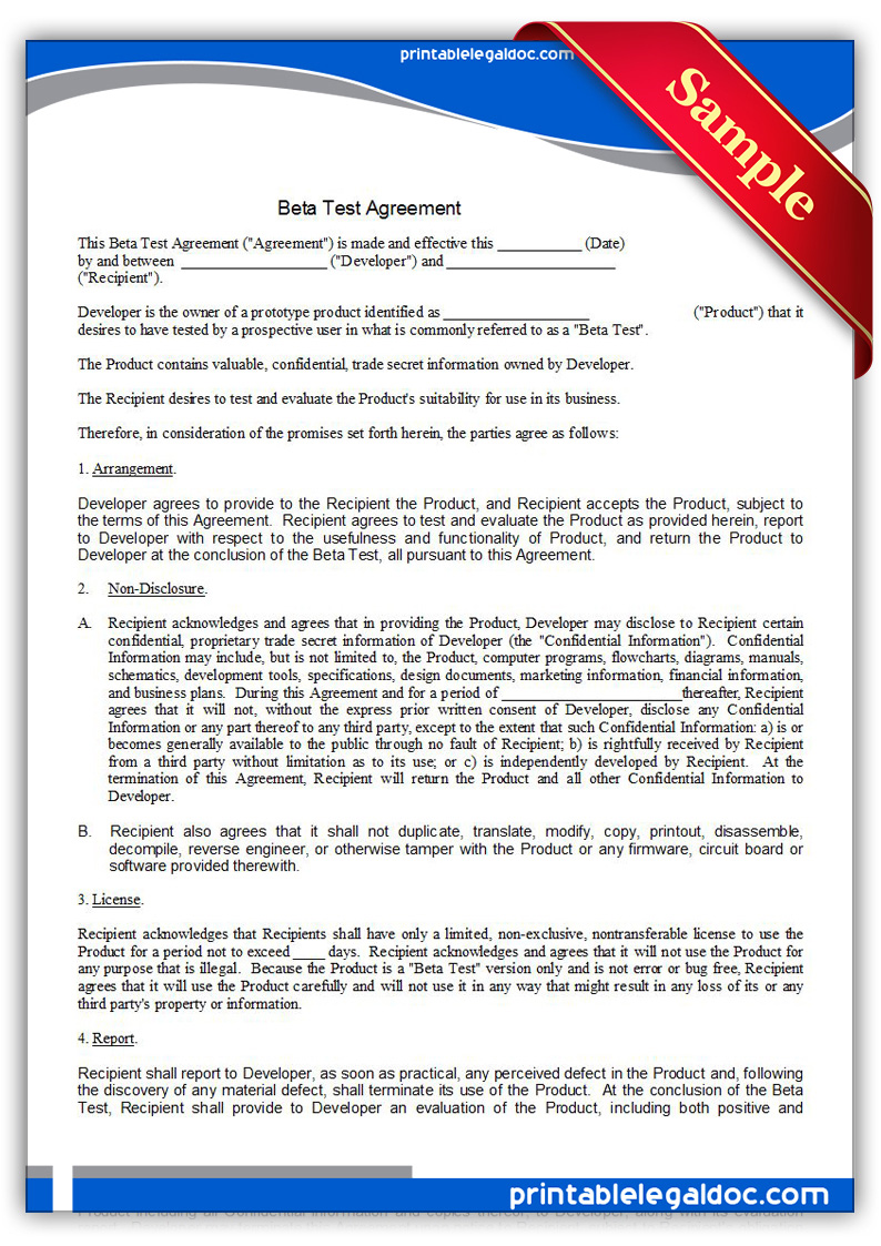 Beta Test Agreement
