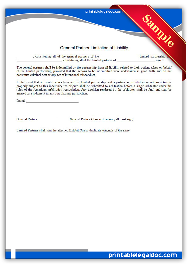 General Partner Limitation Of Liability