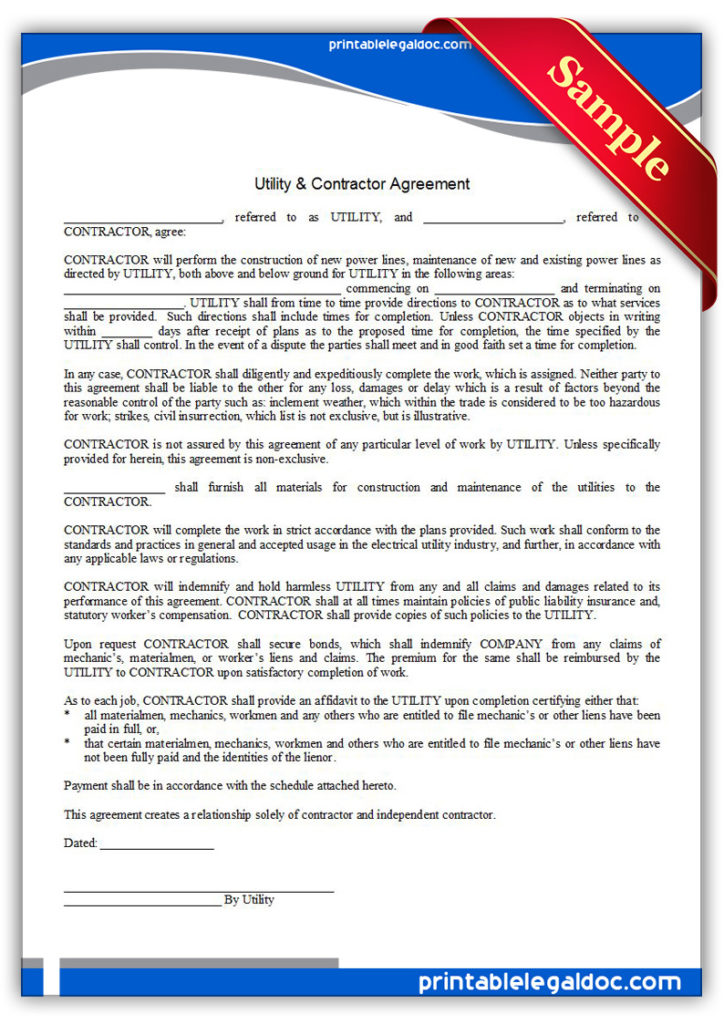 Printable-Utility-&-Contractor-Agreement-Form