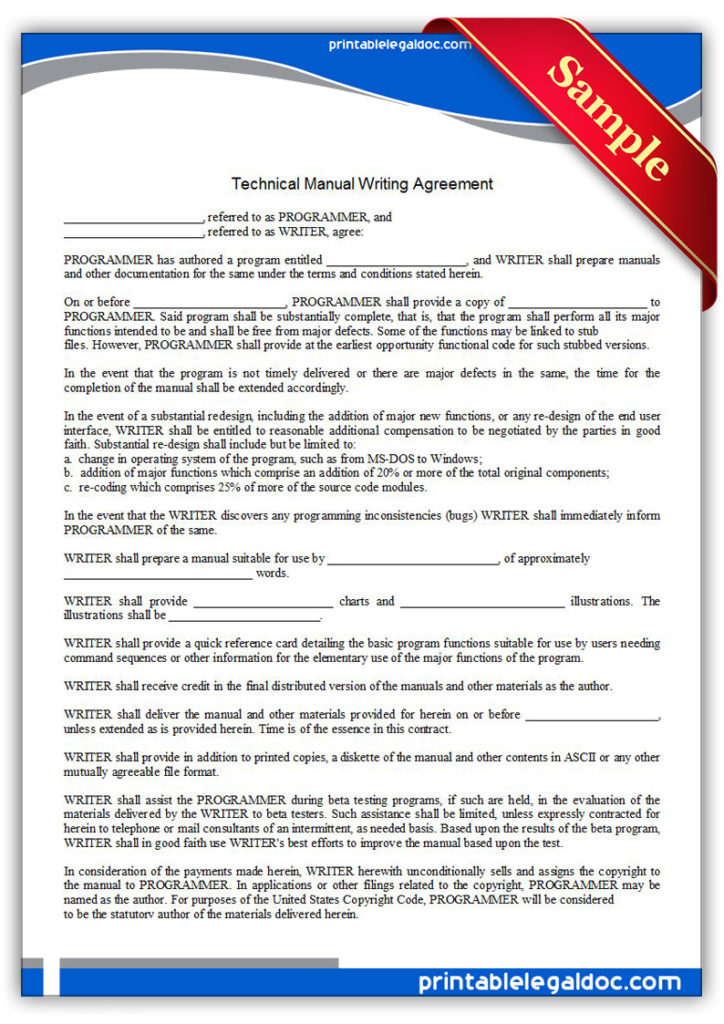 Printable-Technical-Manual-Writing-Agreement-Form