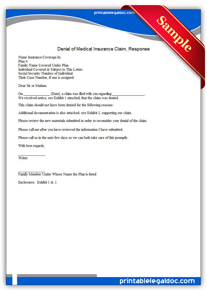 Insurance Claim Denial Letter from www.printablelegaldoc.com