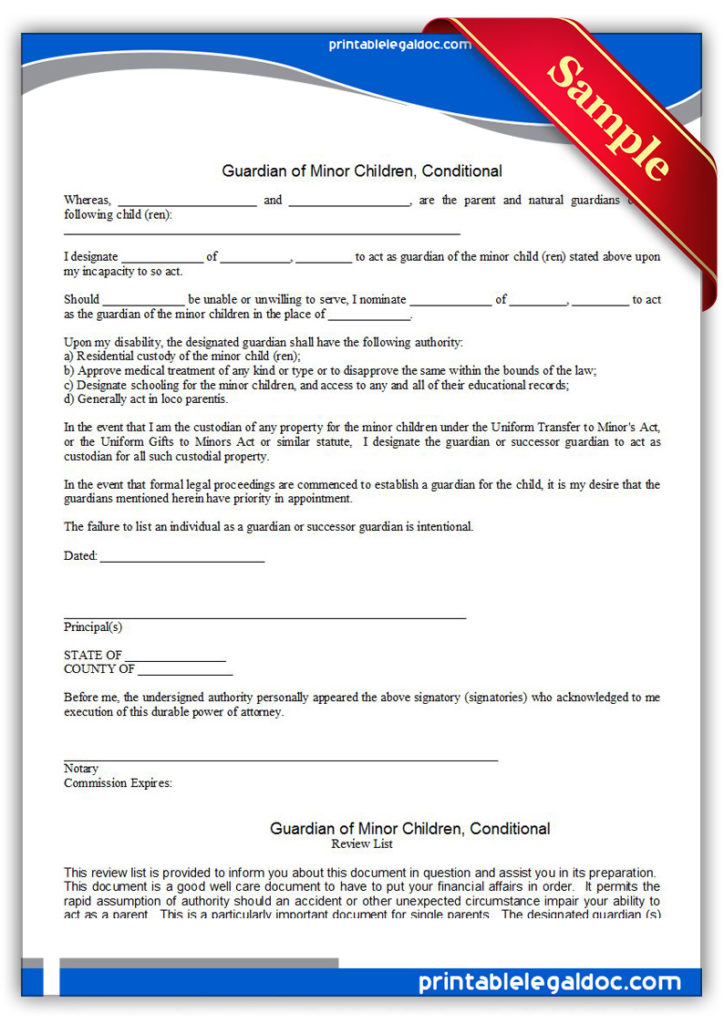 Printable-Guardian-of-Minor-Children,-Conditional-Form