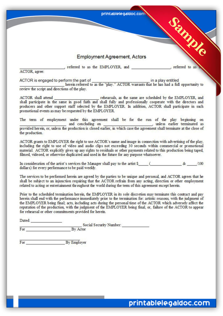 Printable-Employment-Agreement,-Actors-Form