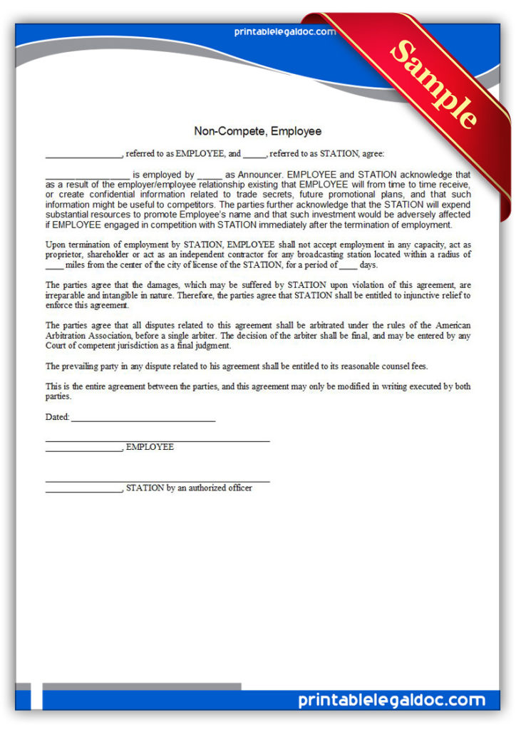 Printable-Non-compete,-Employee-Form