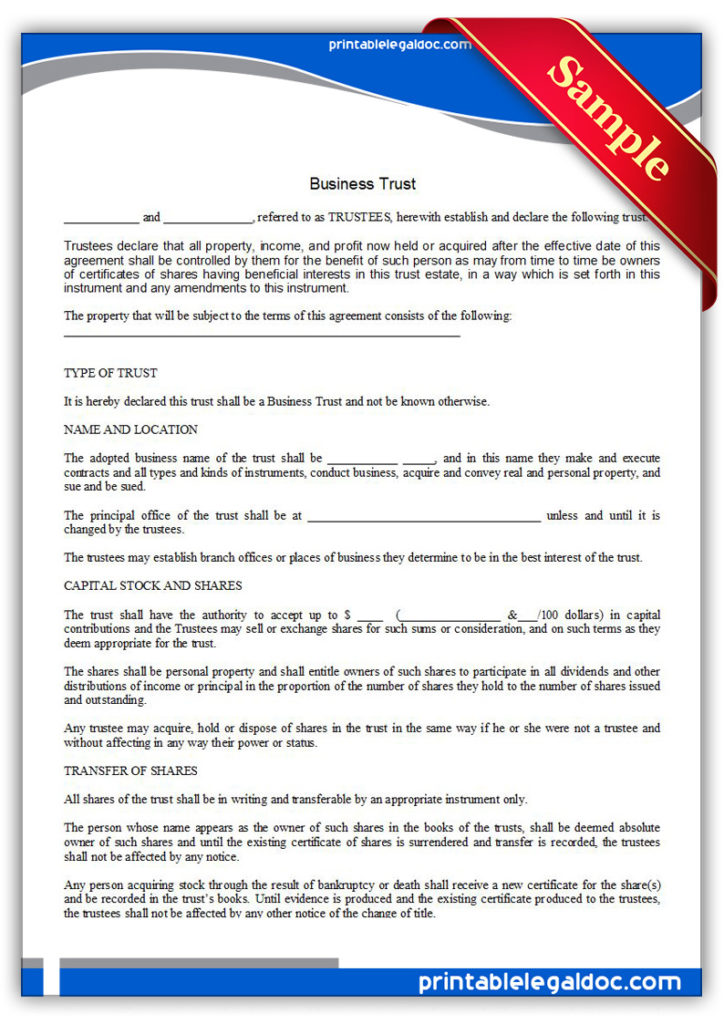 Printable-Business-Trust-Form