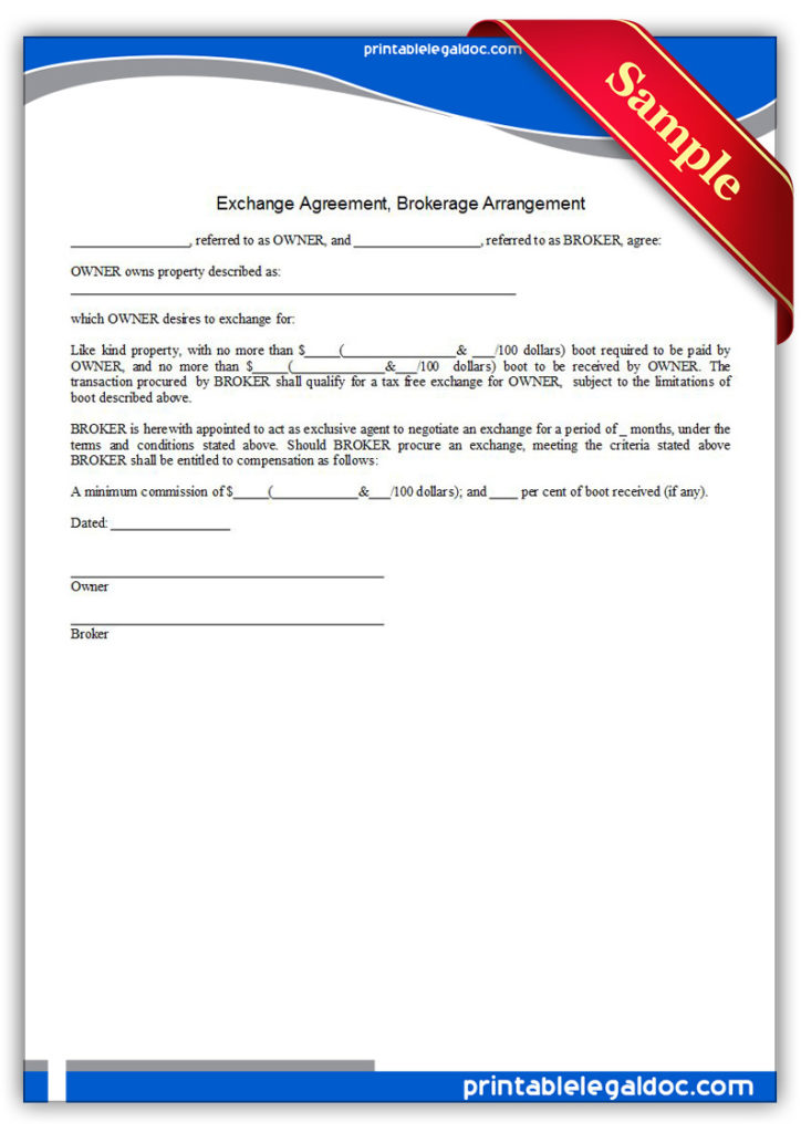 Printable-Exchange-Agreement,-Brokerage-Arrangement-Form