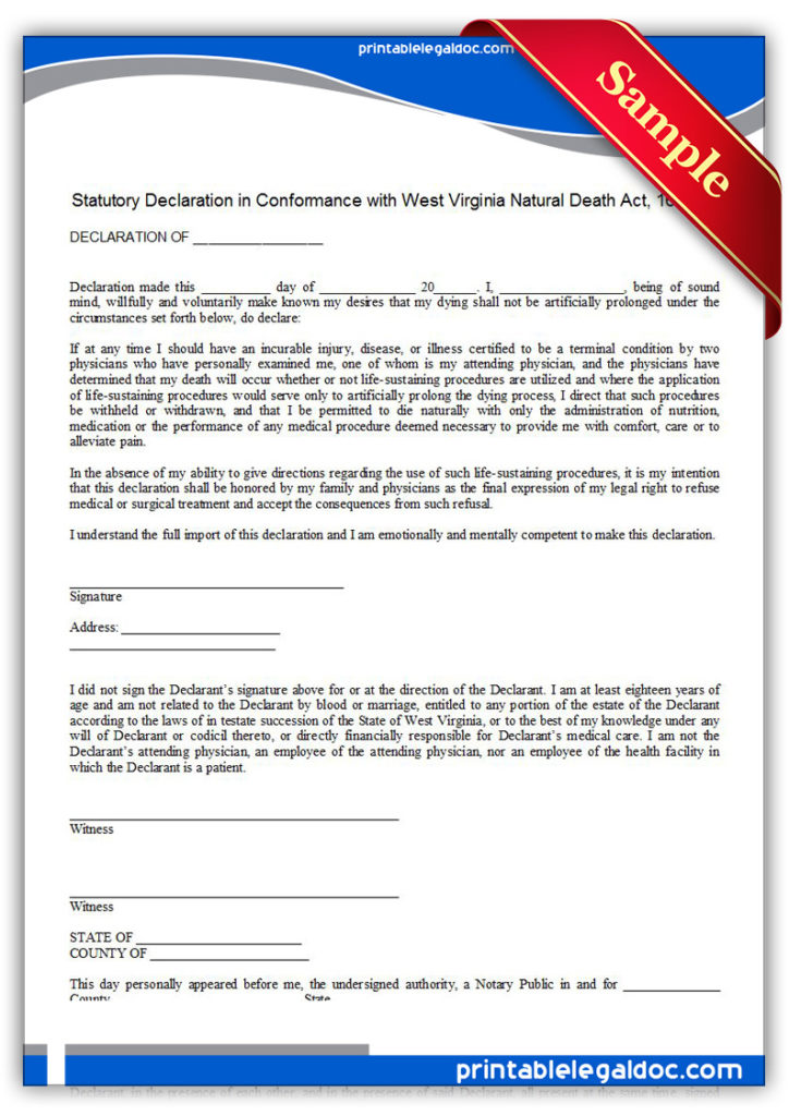 Printable-Life-Sustaining-Statute,-West-Virginia-Form