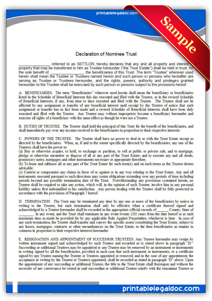 Printable-Declaration-of-Nominee-Trust-Form