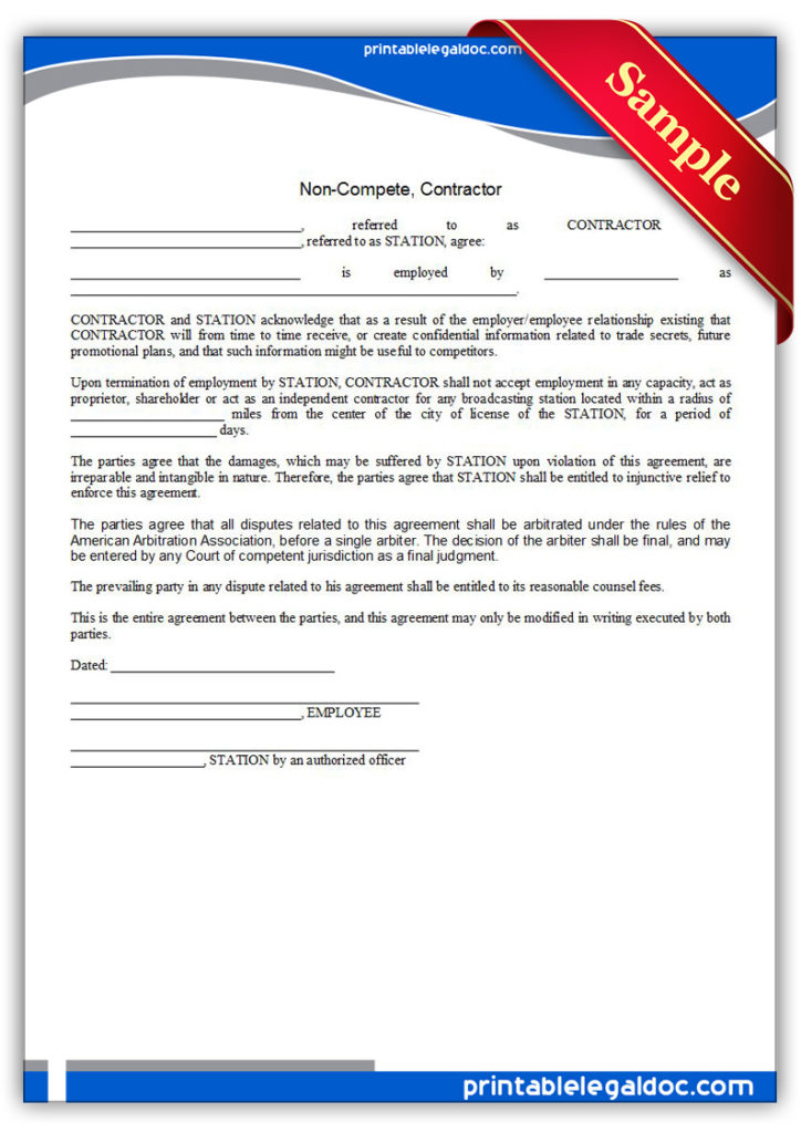 Printable-Non-compete,-Contractor-Form