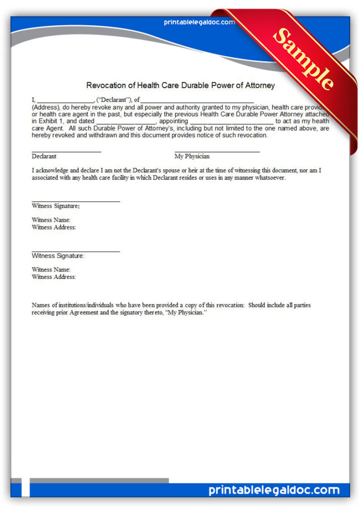 Printable-Revocation-of-Health-Care-Durable-Power-of-Attorney-Form