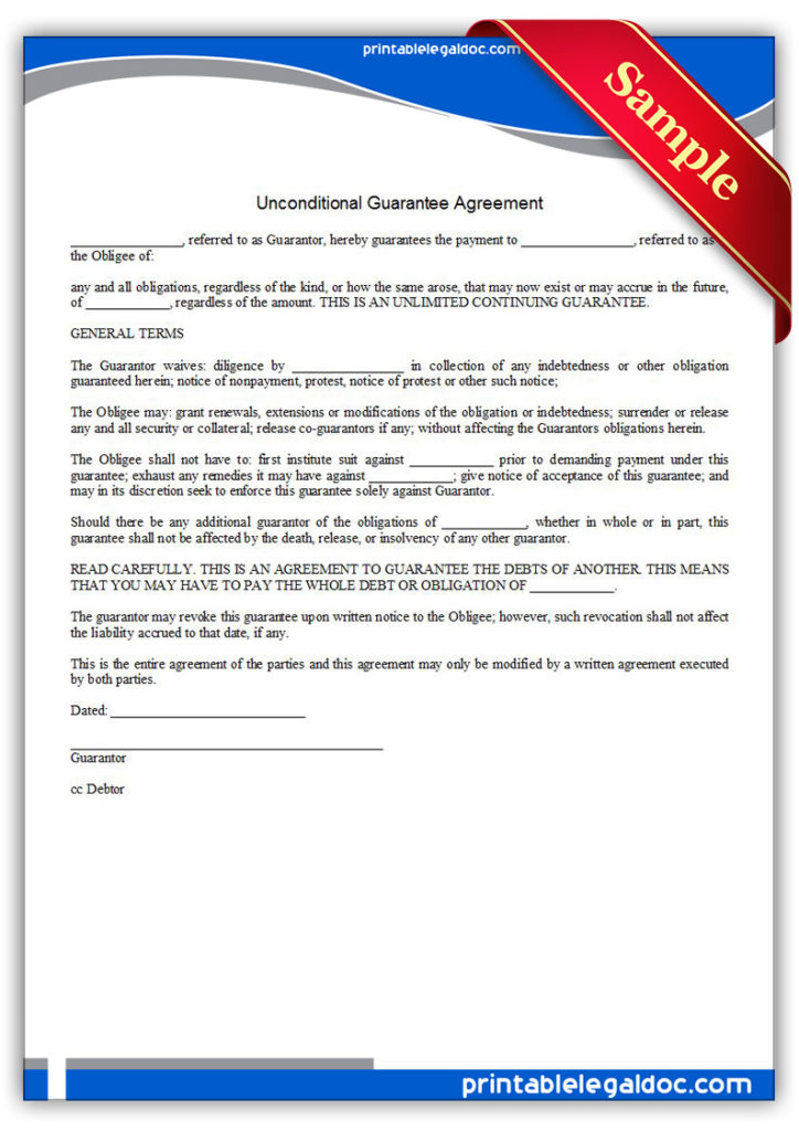 Printable-Unconditional-Guarantee-Agreement-Form