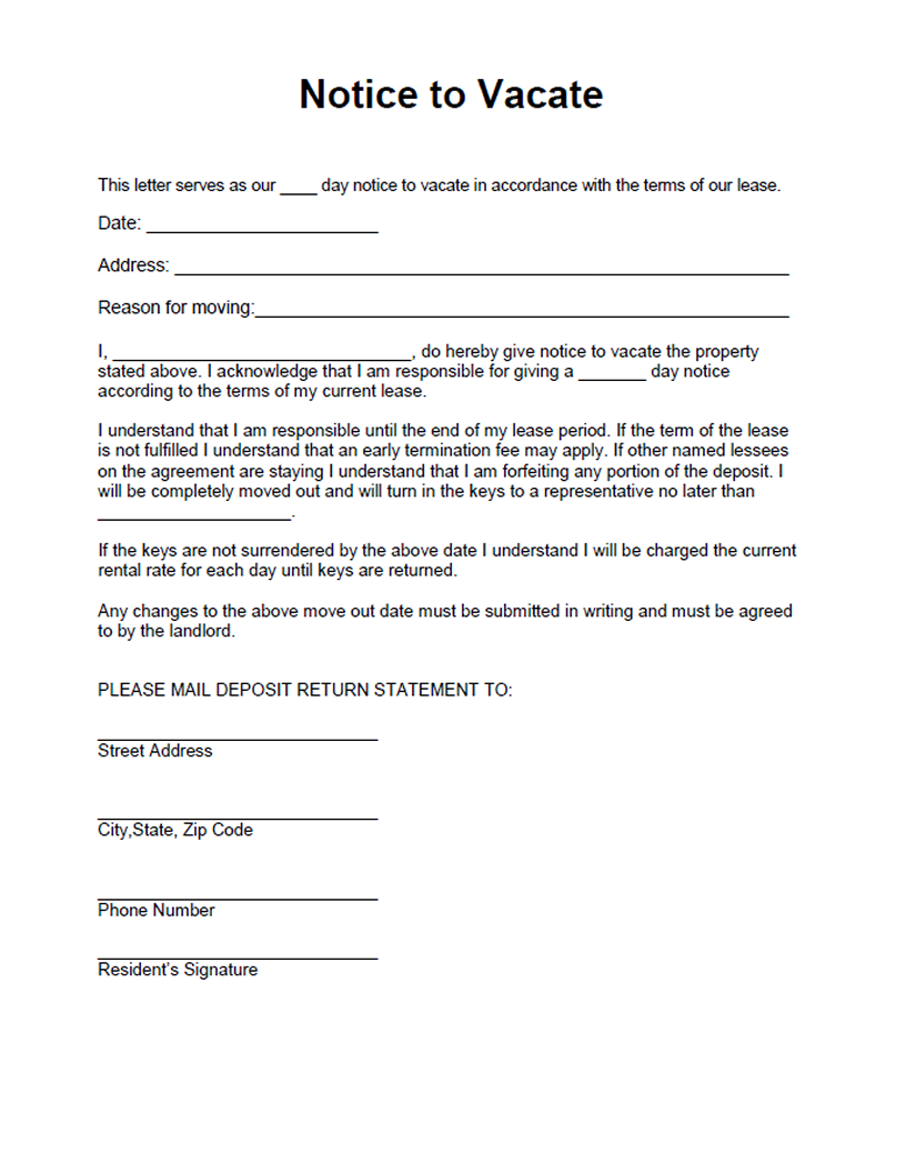 Free Printable Intent To Vacate Letter Template Vacate Notice free-printable-intent-to-vacate-letter-template-vacate-notice