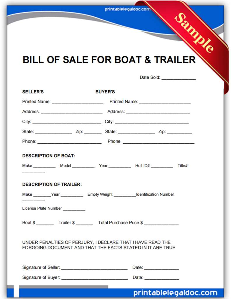 Free Printable Bill of Sale Templates Form (GENERIC)