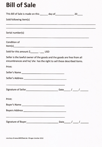 Free Printable Bill of Sale Camper Form (GENERIC)
