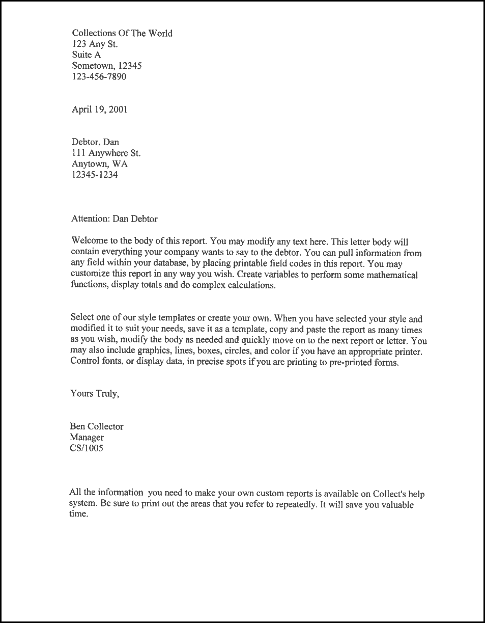 Free Collection Letter Template from www.printablelegaldoc.com
