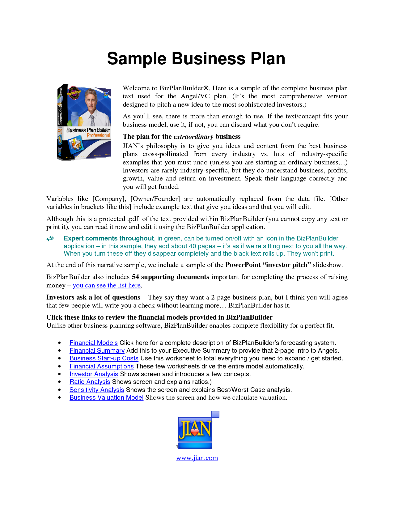 company description example business plan