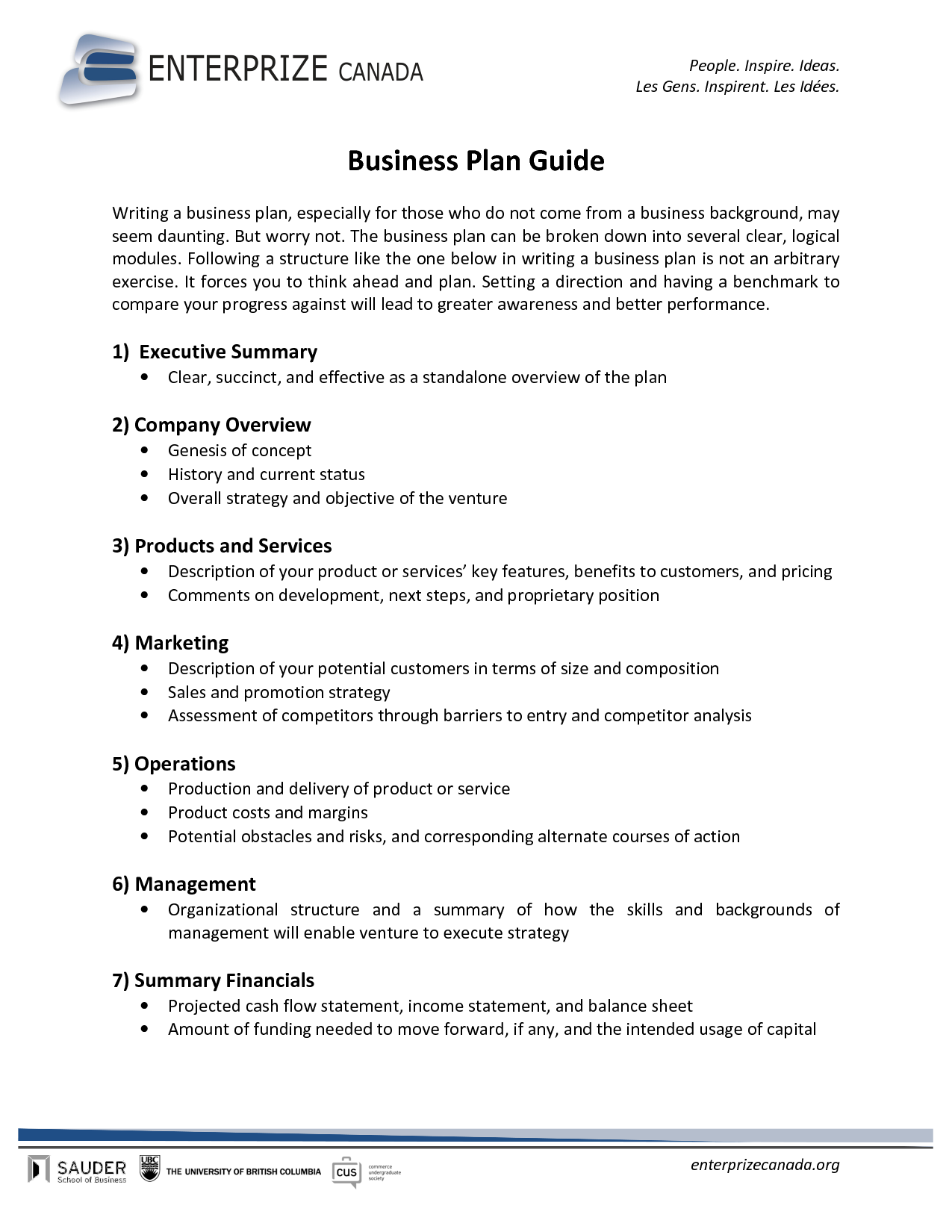 business plan template example pdf