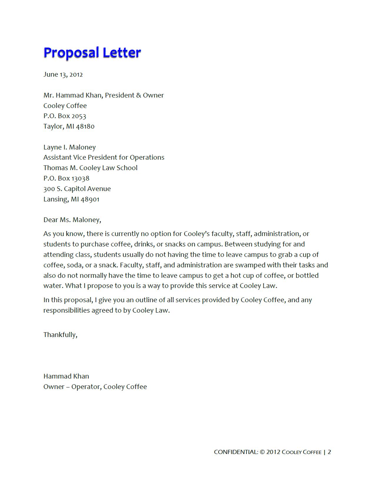 professional proposal letter