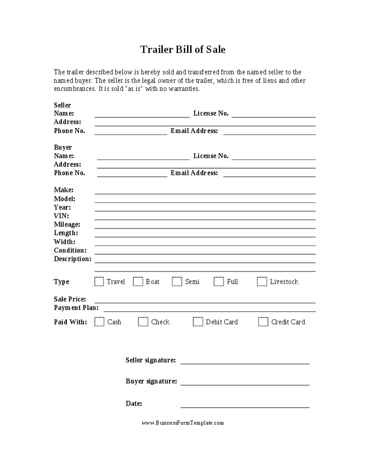 free printable camper bill of sale form free form generic