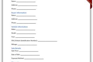 Vehicle Bill of Sale Template