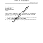 Certificate Of Incumbency