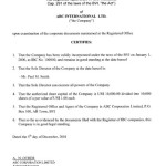 Certificate Of Incumbency