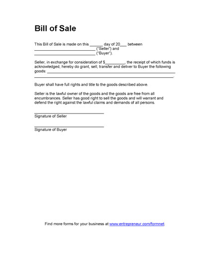 free-printable-equipment-bill-of-sale-template-form-generic