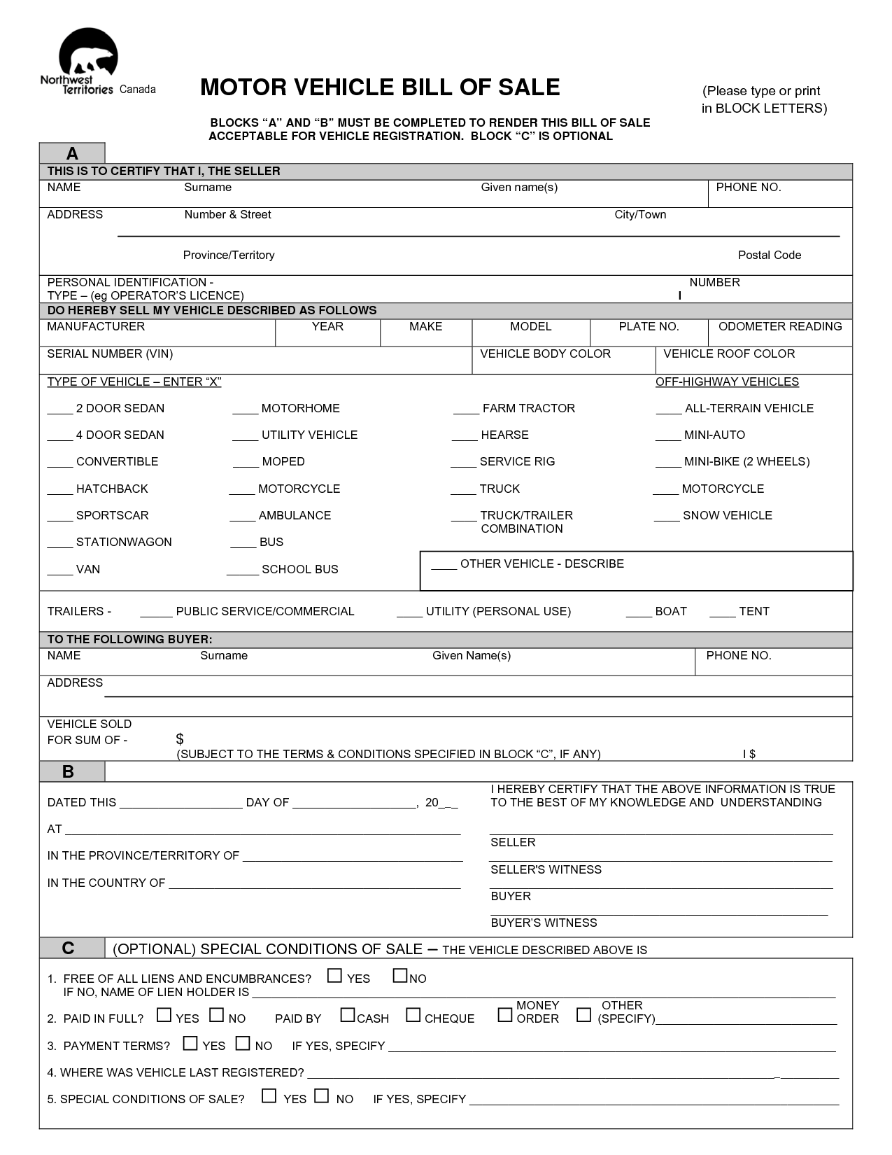 free-printable-auto-bill-of-sale-form-generic