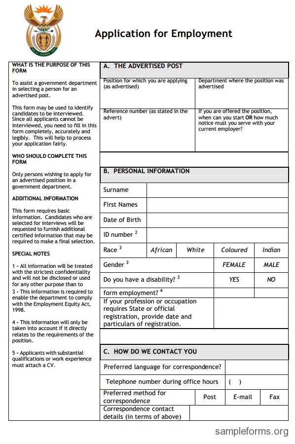 Downloadable Job Application Template from www.printablelegaldoc.com