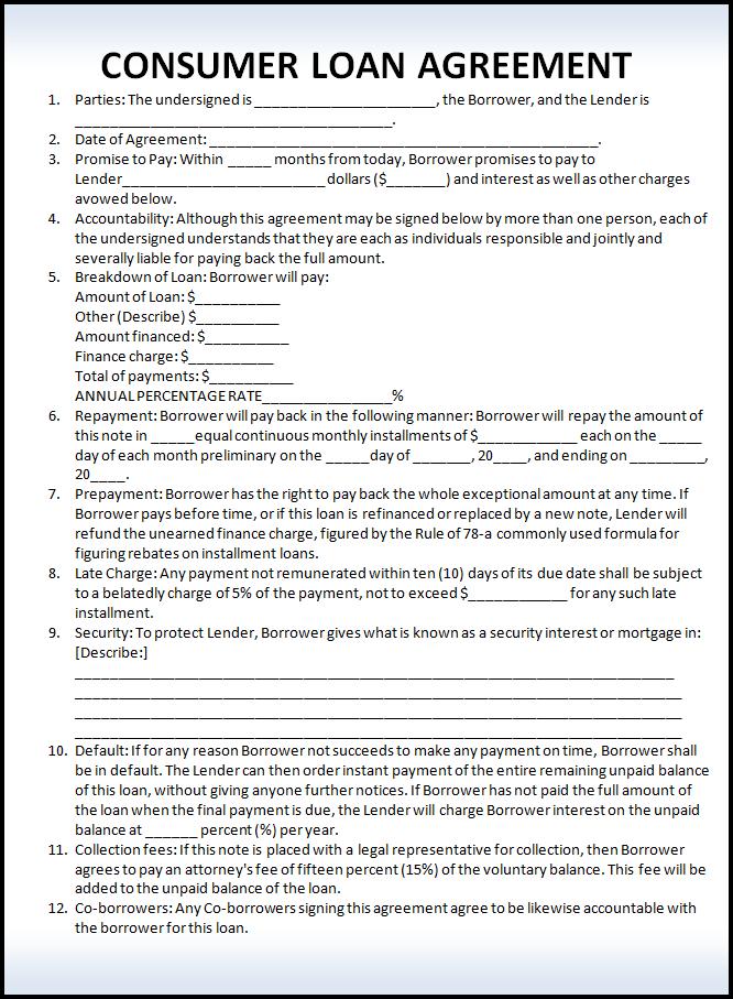 Free Printable Personal Loan Agreement Form (GENERIC)