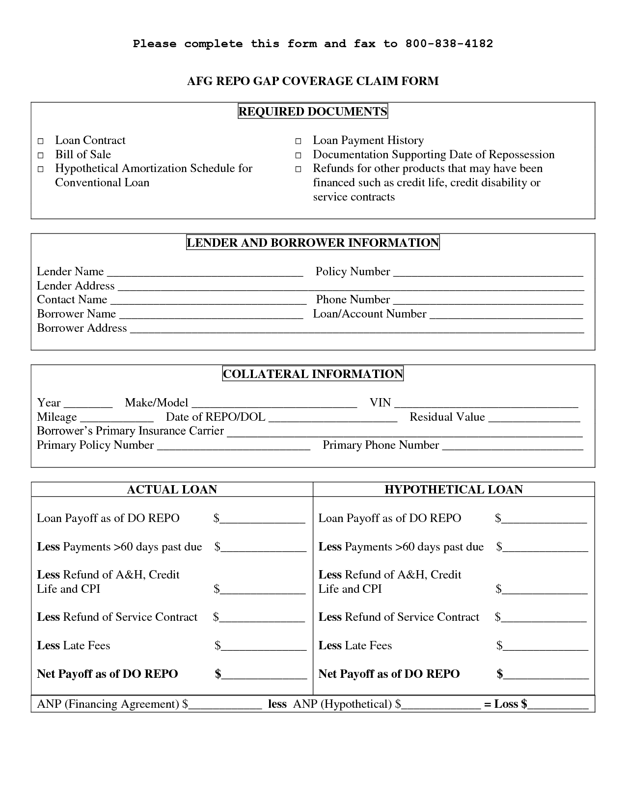 Free Printable Personal Loan Contract Form GENERIC 