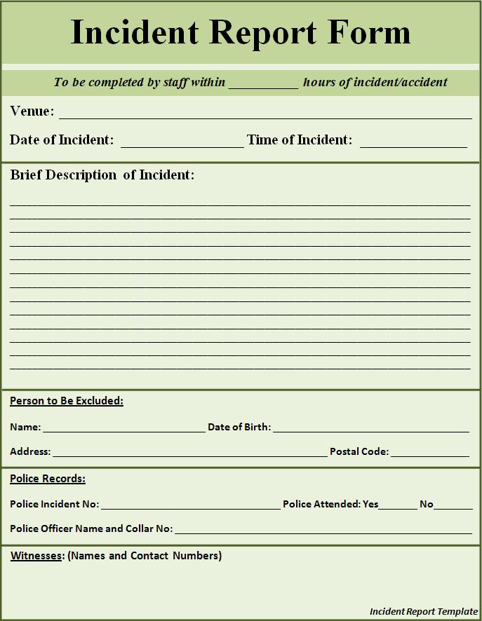 Free Printable Police Report Template Form (GENERIC)