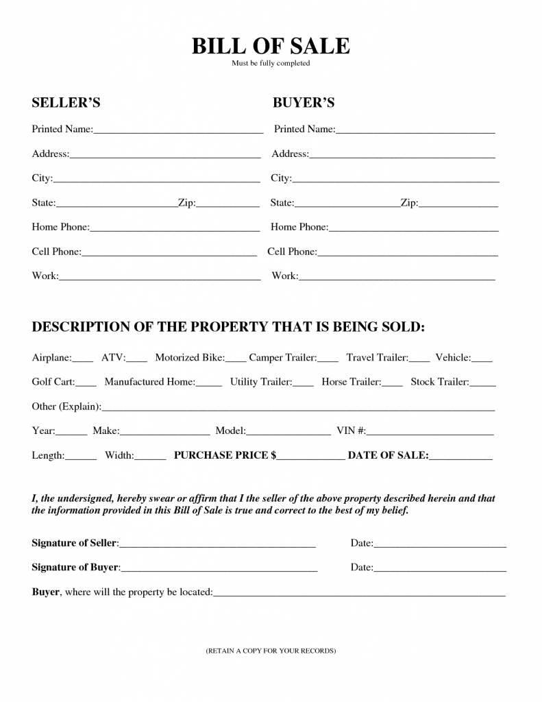 free-printable-printable-bill-of-sale-for-travel-trailer-form-generic