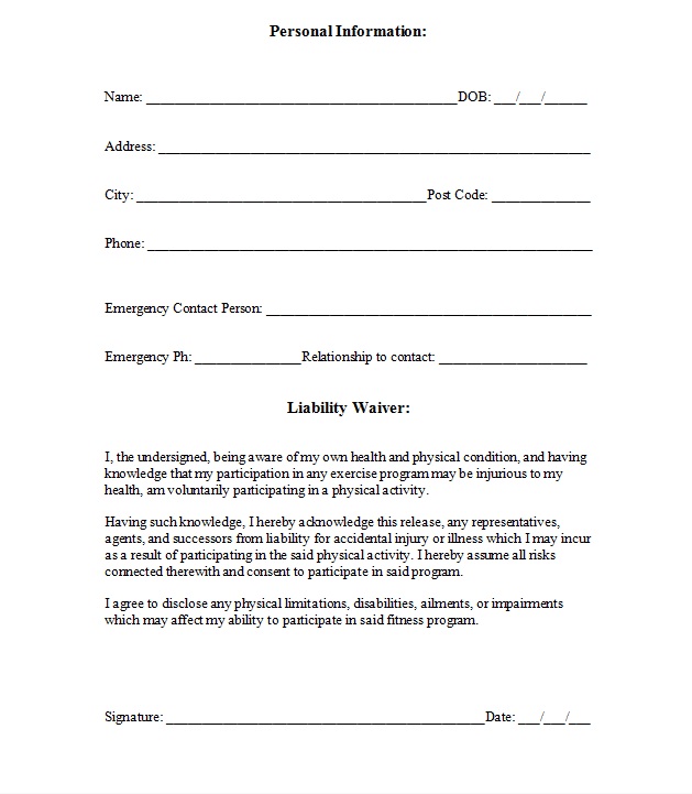 Free Printable Release And Waiver Of Liability Agreement ...