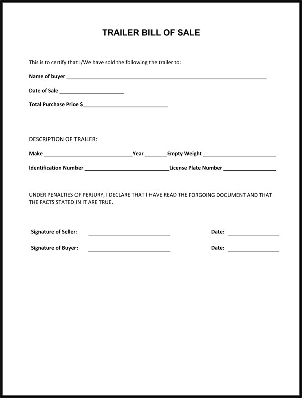 Free Printable Rv Bill of Sale Form Form (GENERIC)