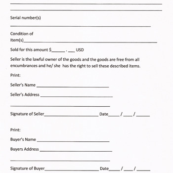 Free Printable Rv Bill of Sale Form Form (GENERIC)